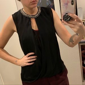 Rebecca Taylor black crystal blouse top 4 S